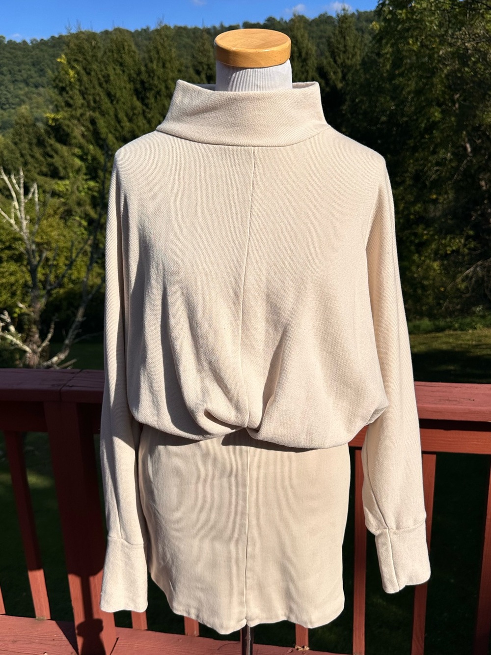 Free People Mockneck Sweatshirt Mini Dress Open Back